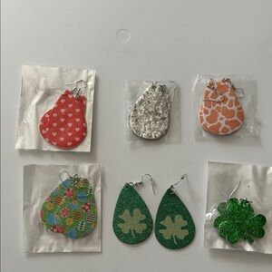 Colorful Patterned Teardrop Earrings Set